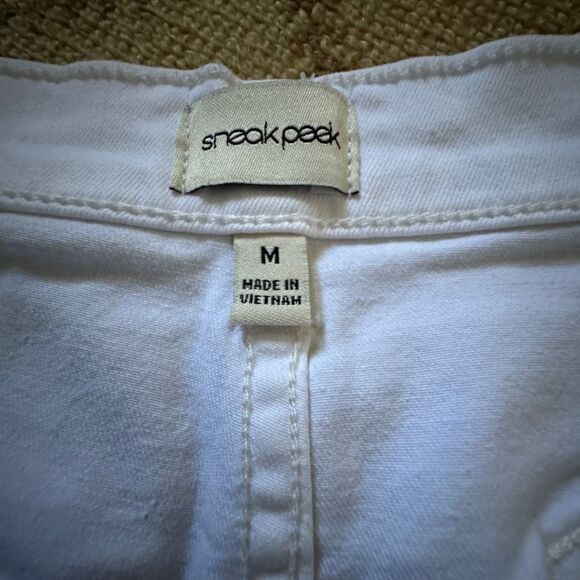 Sneek Peek white cutoff distressed denim mini skirt NWOT M - Picture 10 of 11